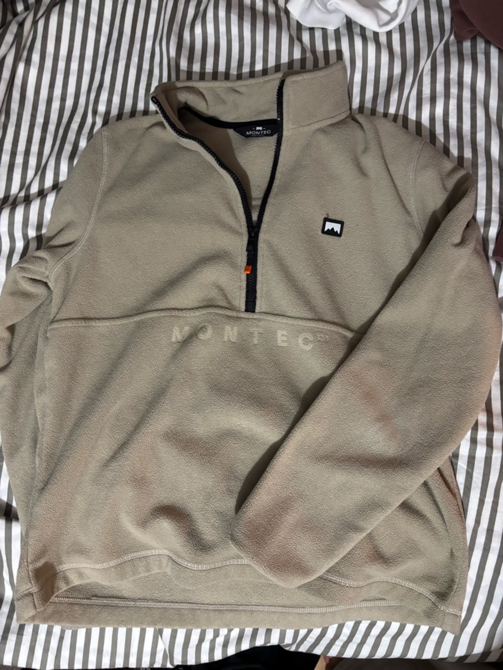 Montec Women's Fleece Half-Zip Pullover Jacket in Taupe